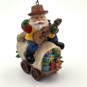 Vintage Miles Kimball Cowboy Santa Covered Wagon Wolf Christmas Ornament Western